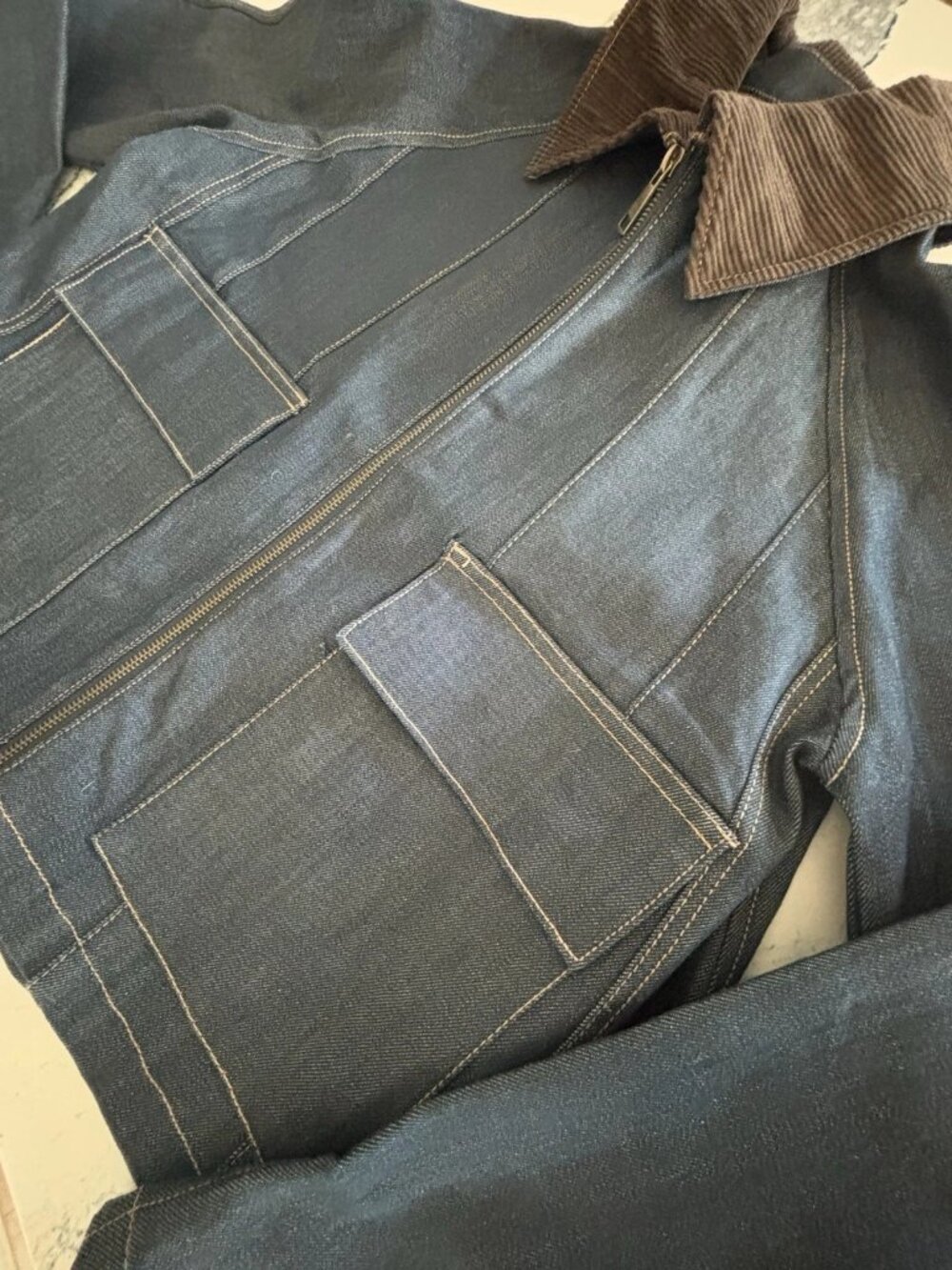 Steve Madden Justina Denim Jacket M NWT Deep Indigo Corduroy Collar $129